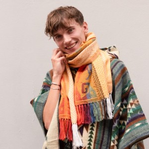 Kolorowy szal Machu Picchu Peru - unisex - ciepły - Żółty - alpaka