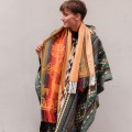 Miękki szal z Peru z domieszką z wełny alpaki. Żółty szal męski Machu Picchu z Peru. Piękny szal z domieszką wełny z alpaki. Szal damski żółty na zimę.