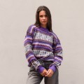 Fioletowy sweter z wełną z alpaki z Peru. Sweter unisex. Unikalne wzory, inspirowane peruwiańską kulturą, oraz komfortowy krój. Sweter dla niej i dla niego. Prawdziwa alpaka.