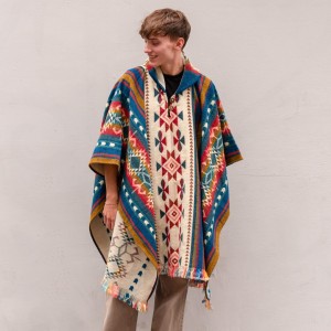 Ponczo Colors of Peru – Ciepłe Poncho z Alpaki dla Mężczyzn - Etno 1