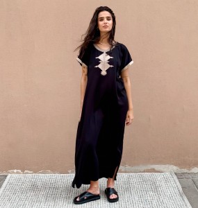 Marokańska Sukienka "Zahara" z 100% Bawełny – Czarna, kaftan