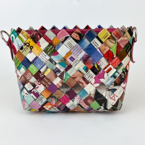 Torebka z plecionki papierowej (paper weaving) • upcykling • projekt Zahra Lubella • Maroko • 010