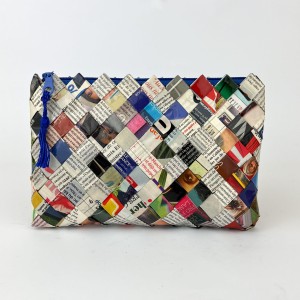 Torebka z plecionki papierowej (paper weaving) • upcykling • projekt Zahra Lubella • Maroko • 007
