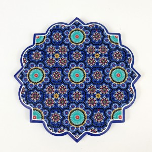 Marokańska ceramiczna podstawka pod kubek – niebieska mozaika orientalna | podkładka pod filiżankę w stylu arabskim, 11 cm