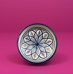Ręcznie malowana Ceramiczna miska z Maroka - Krem z Granatem