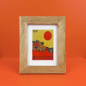 Oryginalna Grafika z Maroko - "Visit Morocco" w Drewnianej Ramce