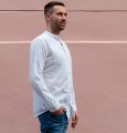 Męska koszula letnia z miękkiej bawełny na lato. Włoska koszula męska 100% bawełna. Biała męska koszula na lato, przewiewna, lekka. Wakacyjna koszula męska, biała.